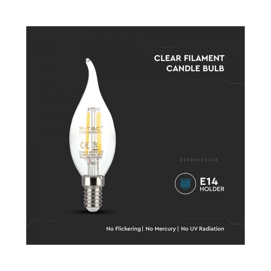LED-filamentpære E14/4W/230V 3000K