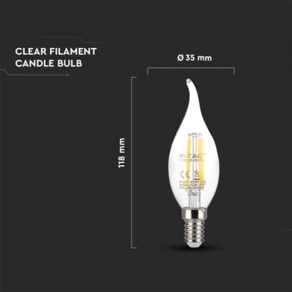 LED-filamentpære E14/4W/230V 3000K