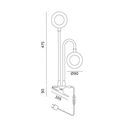 LED Dæmpbar fleksibel bordlampe med klemme til plantevækst VITARO 2xLED/4W/230V sort