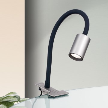 LED Fleksibel bordlampe med klemme KURT LED/5W/230V sølvfarvet