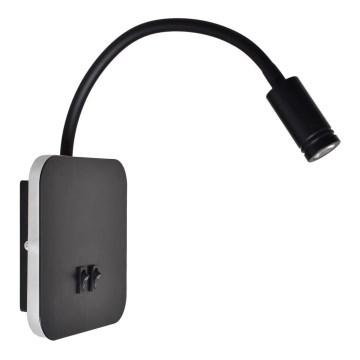 LED fleksibel væglampe BASE LED/8W+LED/2W/230V sort/sølv