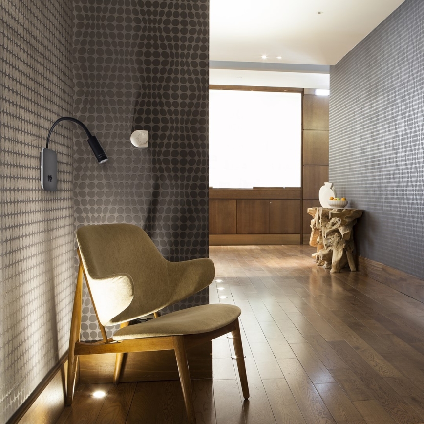 LED fleksibel væglampe BASE LED/8W+LED/2W/230V sort/sølv