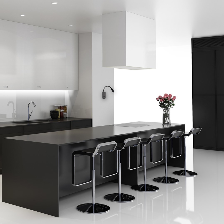 LED fleksibel væglampe BASE LED/8W+LED/2W/230V sort/sølv