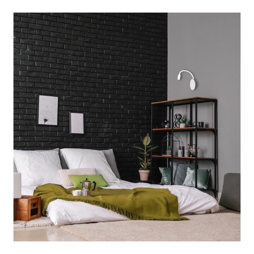 LED fleksibel væglampe med USB BASE LED/8W+LED/2W/230V hvid/sølv