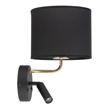 LED Fleksibelt lys RICHI 1xE27/15W/230V + LED/3W/230V sort