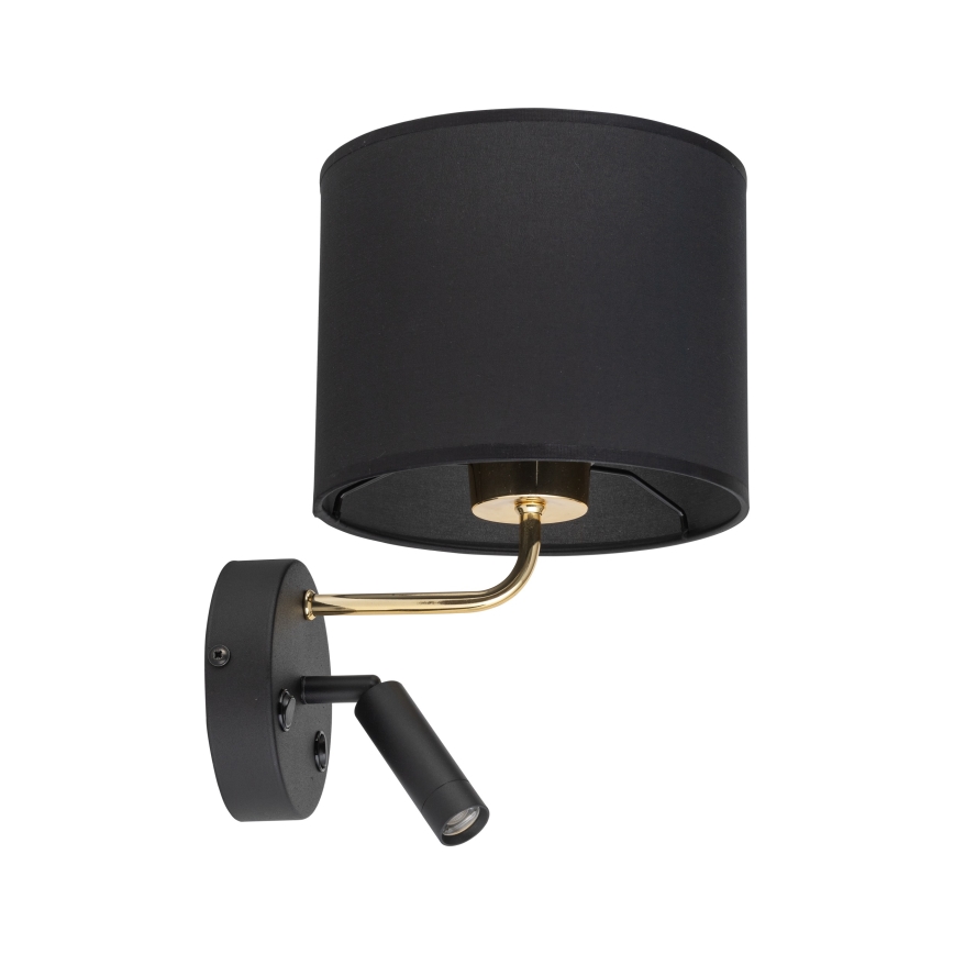 LED Fleksibelt lys RICHI 1xE27/15W/230V + LED/3W/230V sort