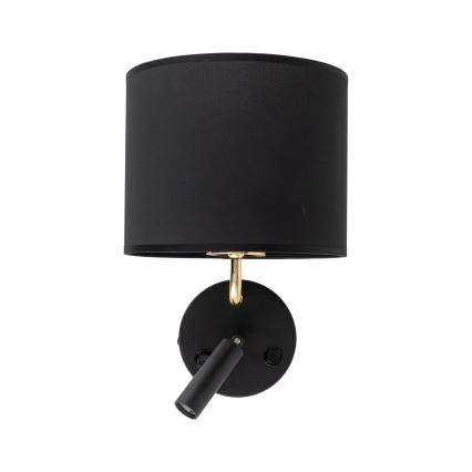 LED Fleksibelt lys RICHI 1xE27/15W/230V + LED/3W/230V sort