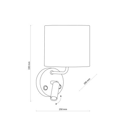LED Fleksibelt lys RICHI 1xE27/15W/230V + LED/3W/230V sort