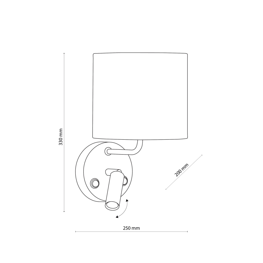 LED Fleksibelt lys RICHI 1xE27/15W/230V + LED/3W/230V sort