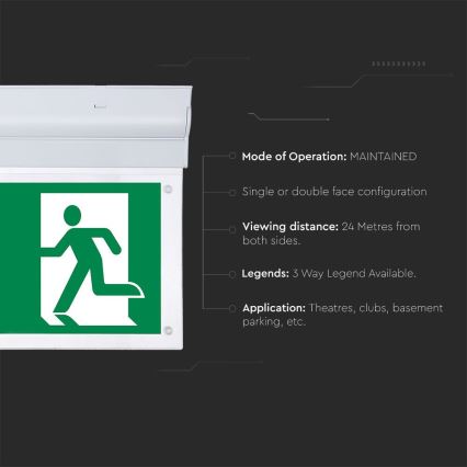 LED flugtvejsskilt EMERGENCY EXIT SAMSUNG CHIP LED/2W/230V 6000K