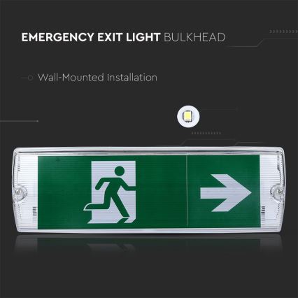 LED flugtvejsskilt EMERGENCY EXIT SAMSUNG CHIP LED/4W/230V 6000K IP65