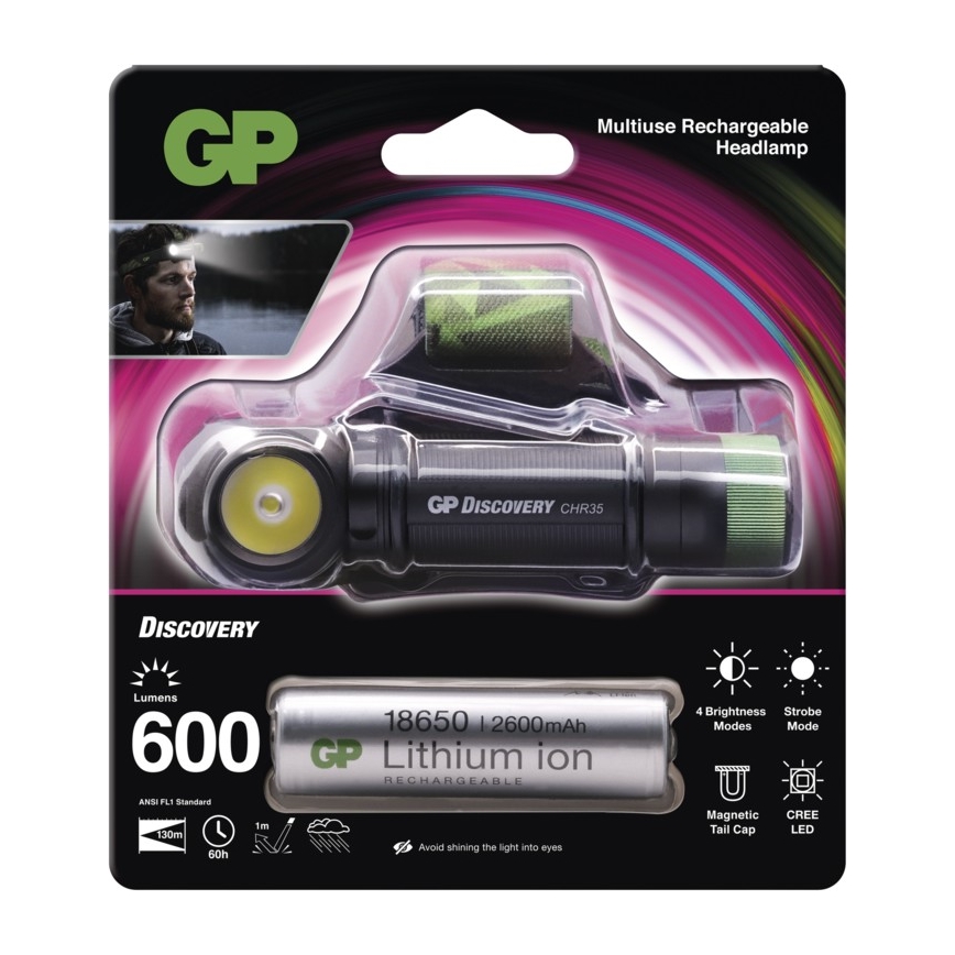 LED-forlygte GP DISCOVERY CHR35 LED/3,7V/2600mAh