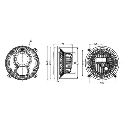 LED Forlygte til traktor LED/60W/10-30V IP69 5700K rund
