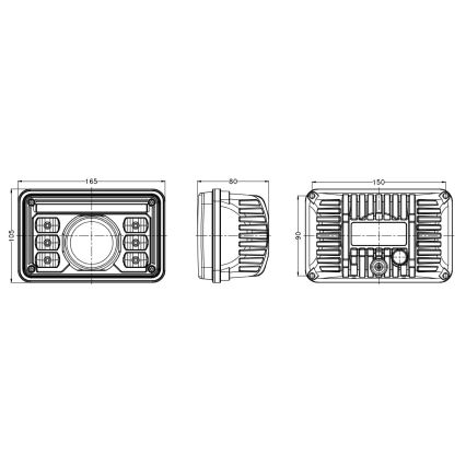 LED forlygte til traktor LED/69W/10-30V IP69 5700K rektangulær