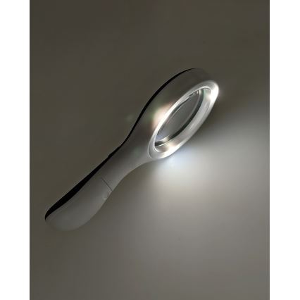 LED-forstørrelsesglas 3× zoom med LED-belysning/3W/2xAAA IP22