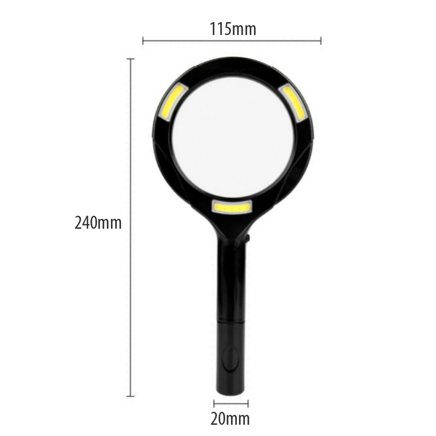 LED-forstørrelsesglas 3×ZOOM med LED-belysning/3W/2xAA IP22