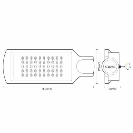 LED gadelampe LED/50W/170-400V 4000K IP65