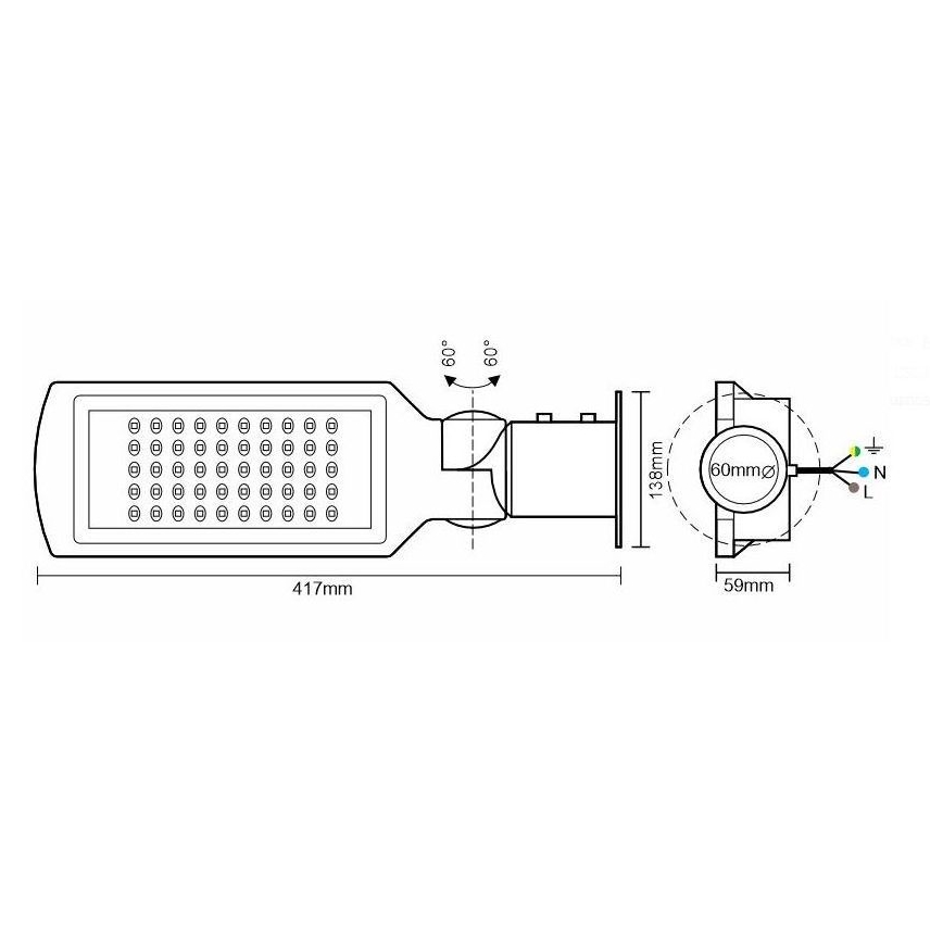 LED gadelampe LED/50W/170-400V IP65
