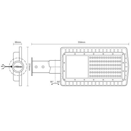 LED gadelampe LED/60W/230V 5000K IP65