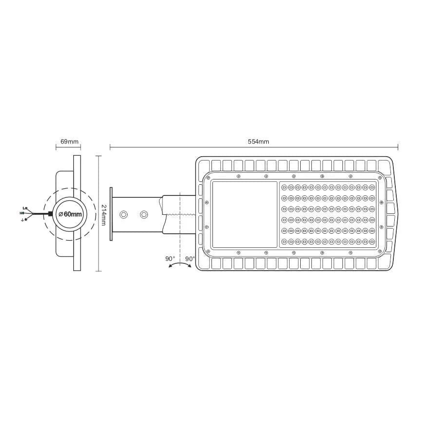LED gadelampe LED/60W/230V 5000K IP65