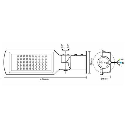 LED gadelampe med sensor LED/50W/170-400V IP65