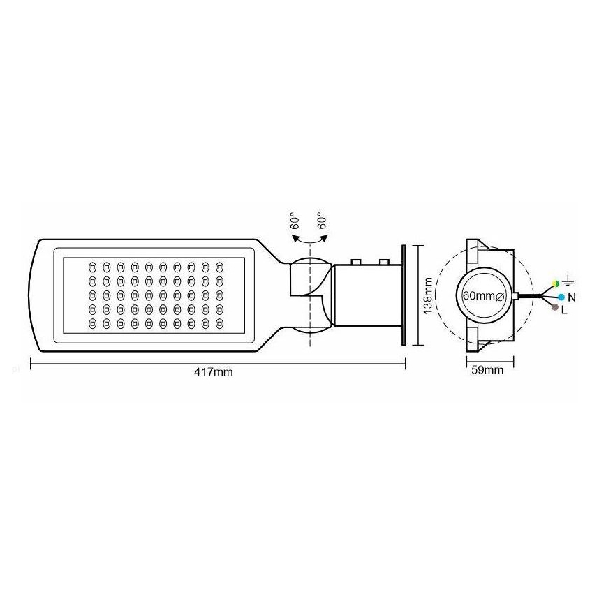LED gadelampe med sensor LED/50W/170-400V IP65