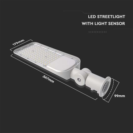 LED gadelampe med skumringssensor SAMSUNG CHIP LED/100W/230V 6500K IP65 grå