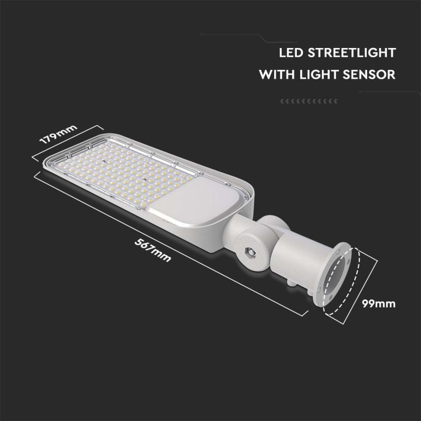 LED gadelampe med skumringssensor SAMSUNG CHIP LED/100W/230V 6500K IP65 grå