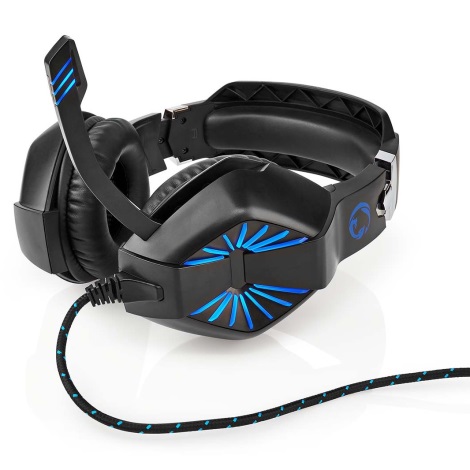 Nedis - LED gaming-høretelefoner med sort/blå |