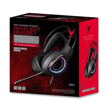 LED gaming headset RGB-farver VARR med mikrofon 7.1