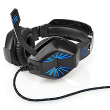 LED gaming-høretelefoner med mikrofon sort/blå
