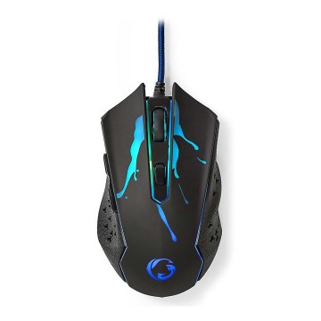 LED gaming-mus 1200/1800/2400/3600 DPI 6 knapper sort