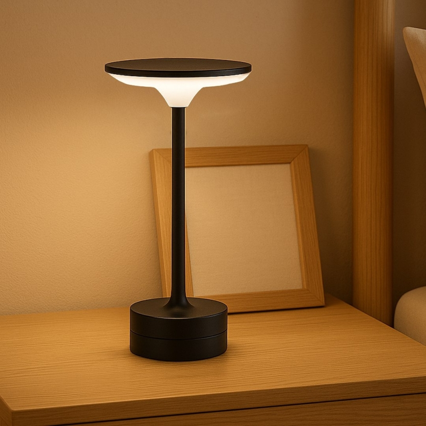 LED genopladelig berøringsbetjent bordlampe TAVOLO LED/2,5W/5V 2400 mAh 3000-6000K sort