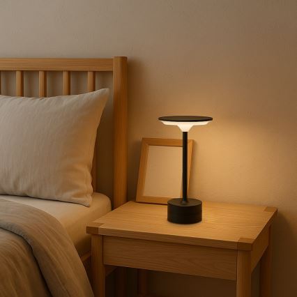LED genopladelig berøringsbetjent bordlampe TAVOLO LED/2,5W/5V 2400 mAh 3000-6000K sort