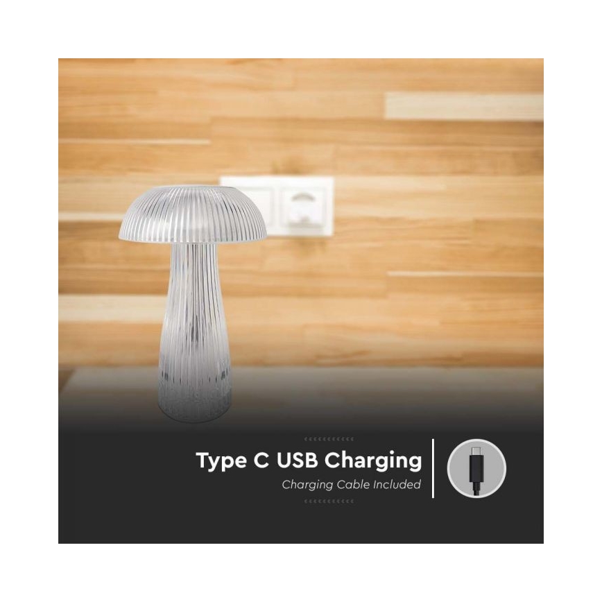 LED Dæmpbar genopladelig touch bordlampe LED/1W/5V 3000-6000K 1800 mAh klar
