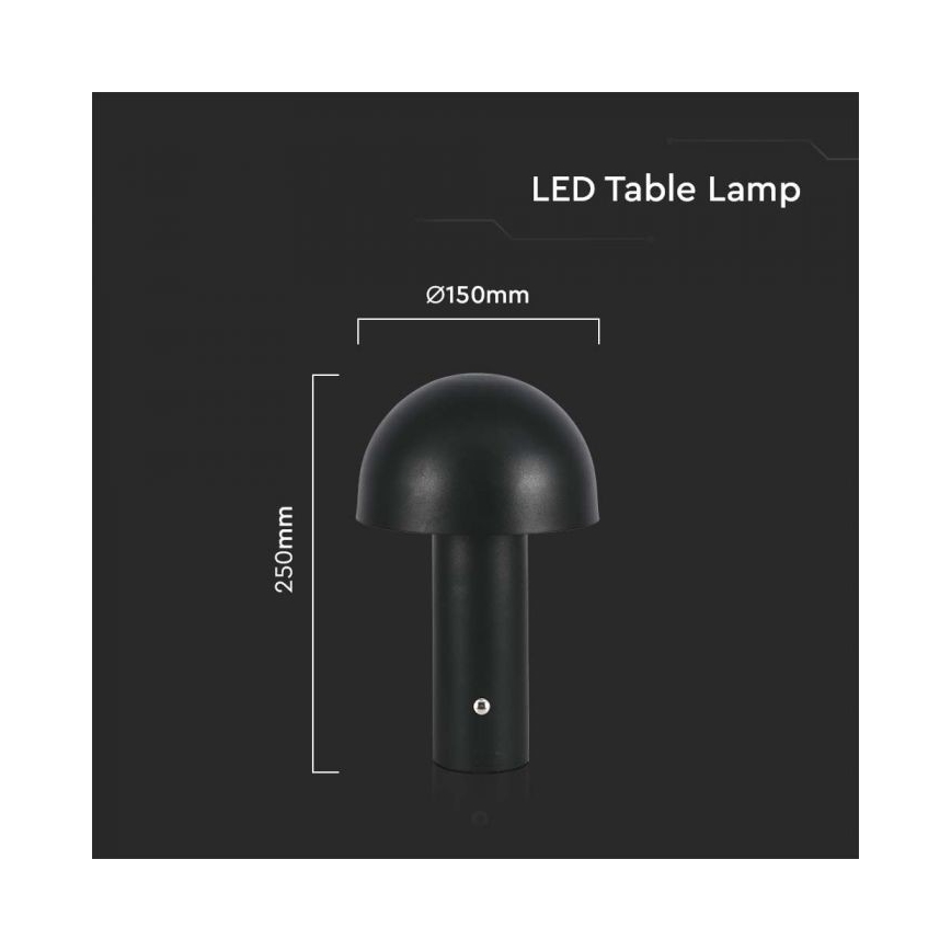 LED Dæmpbar genopladelig touch bordlampe LED/1W/5V 3000-6000K 1800 mAh sort