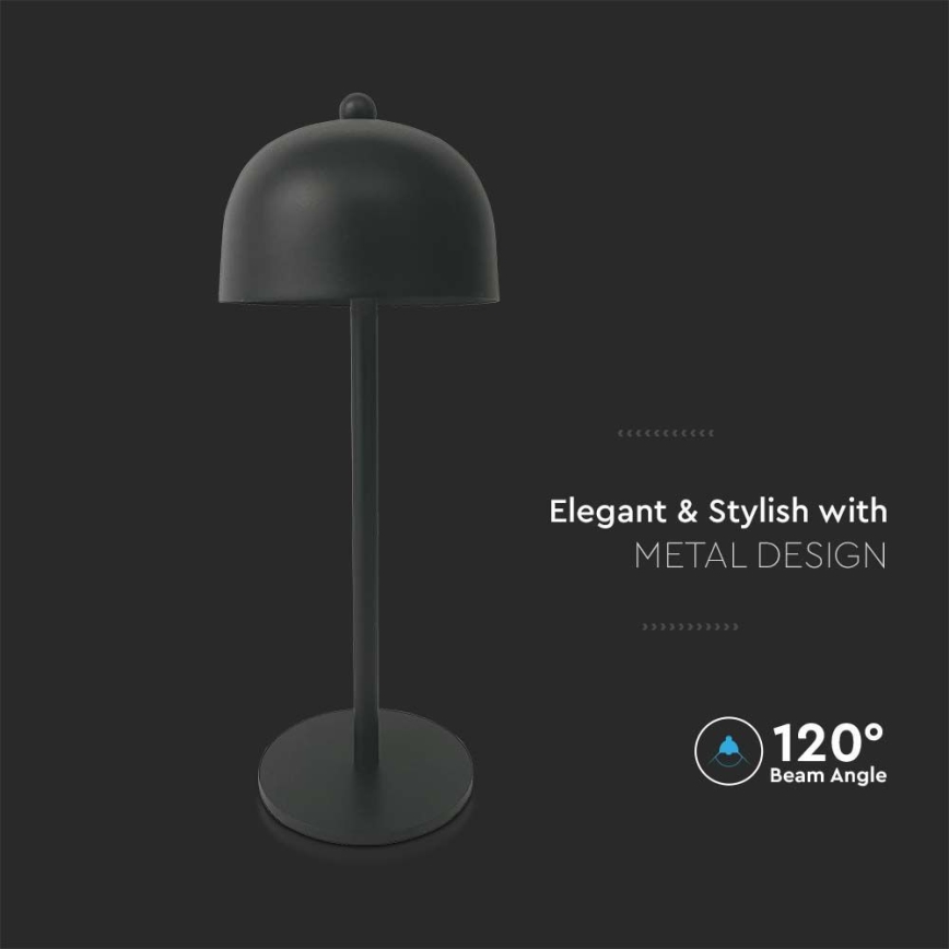 LED Dæmpbar genopladelig touch bordlampe LED/1W/5V 3000-6000K 1800 mAh sort