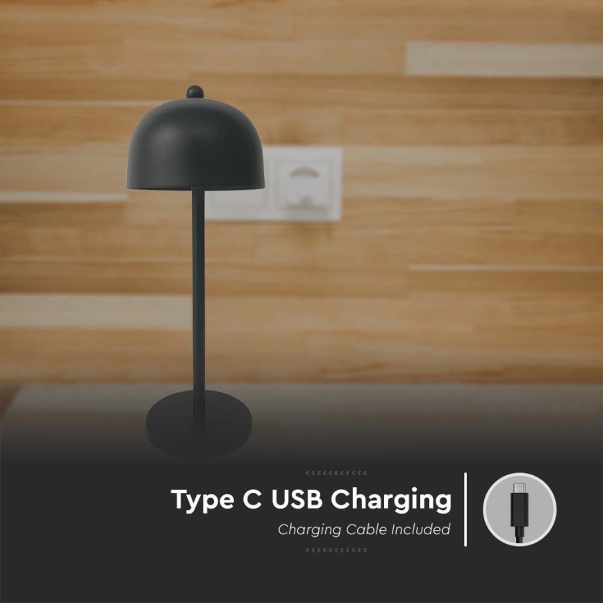 LED Dæmpbar genopladelig touch bordlampe LED/1W/5V 3000-6000K 1800 mAh sort