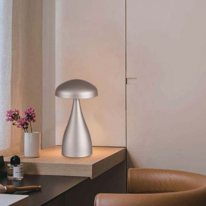 LED Dæmpbar Genopladelig Touch Bordlampe LED/1W/5V 3000-6000K 1800 mAh Sølv