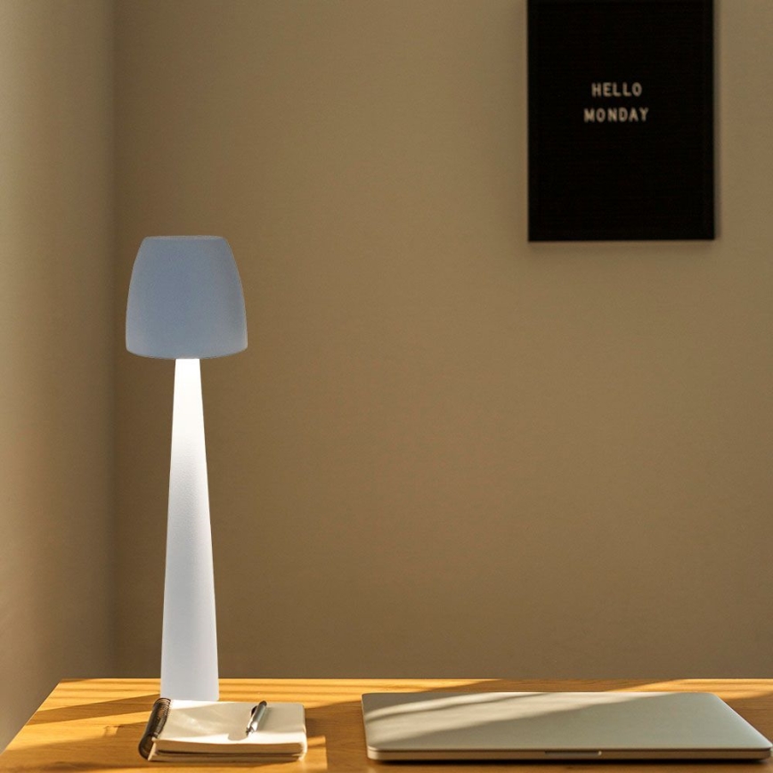 LED Genopladelig bordlampe m. touch-funktion dæmpbar LED/3W/5V 3000-6000K 1800 mAh hvid