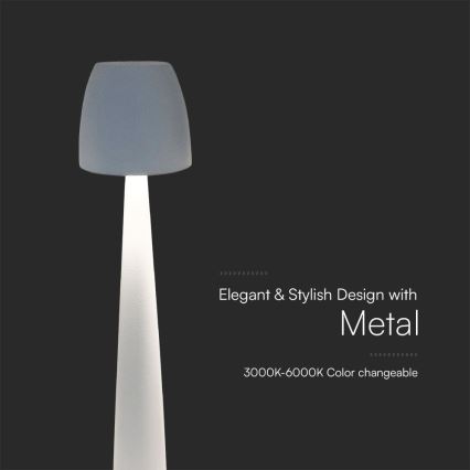 LED Genopladelig bordlampe m. touch-funktion dæmpbar LED/3W/5V 3000-6000K 1800 mAh hvid