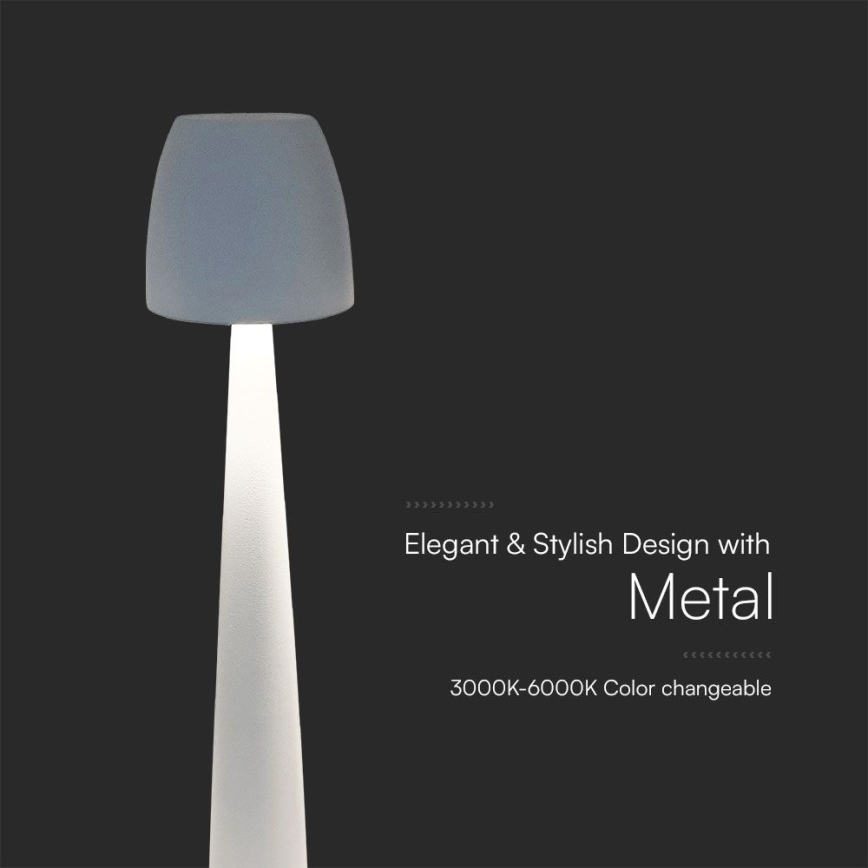 LED Genopladelig bordlampe m. touch-funktion dæmpbar LED/3W/5V 3000-6000K 1800 mAh hvid