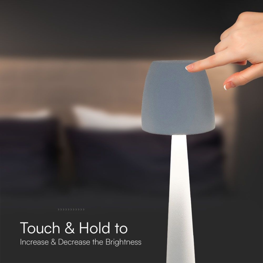 LED Genopladelig bordlampe m. touch-funktion dæmpbar LED/3W/5V 3000-6000K 1800 mAh hvid