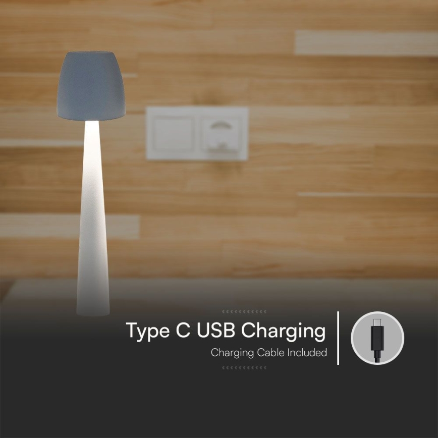 LED Genopladelig bordlampe m. touch-funktion dæmpbar LED/3W/5V 3000-6000K 1800 mAh hvid