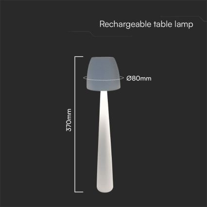 LED Genopladelig bordlampe m. touch-funktion dæmpbar LED/3W/5V 3000-6000K 1800 mAh hvid
