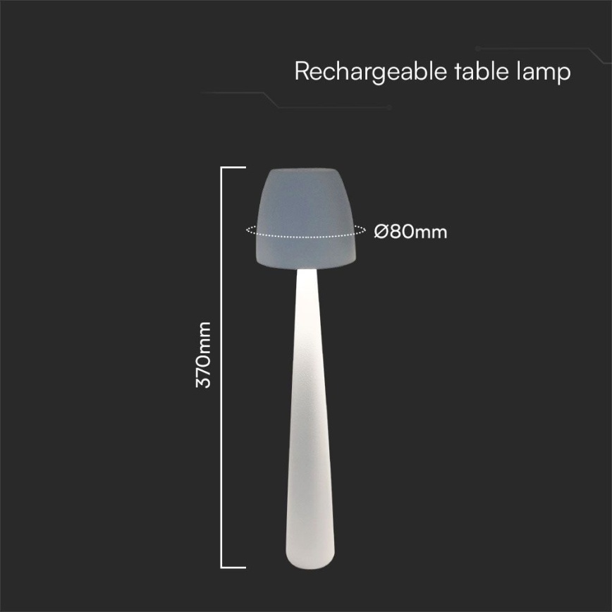 LED Genopladelig bordlampe m. touch-funktion dæmpbar LED/3W/5V 3000-6000K 1800 mAh hvid