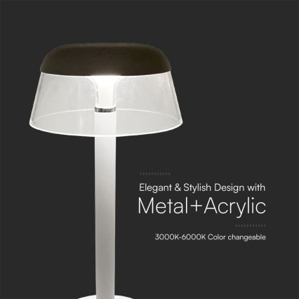 LED Genopladelig bordlampe m. touch-funktion dæmpbar LED/3W/5V 3000-6000K 1800 mAh hvid
