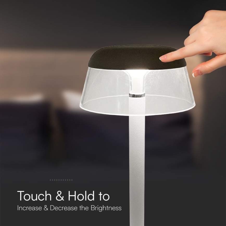 LED Genopladelig bordlampe m. touch-funktion dæmpbar LED/3W/5V 3000-6000K 1800 mAh hvid