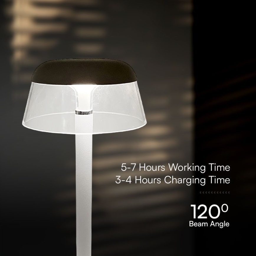 LED Genopladelig bordlampe m. touch-funktion dæmpbar LED/3W/5V 3000-6000K 1800 mAh hvid
