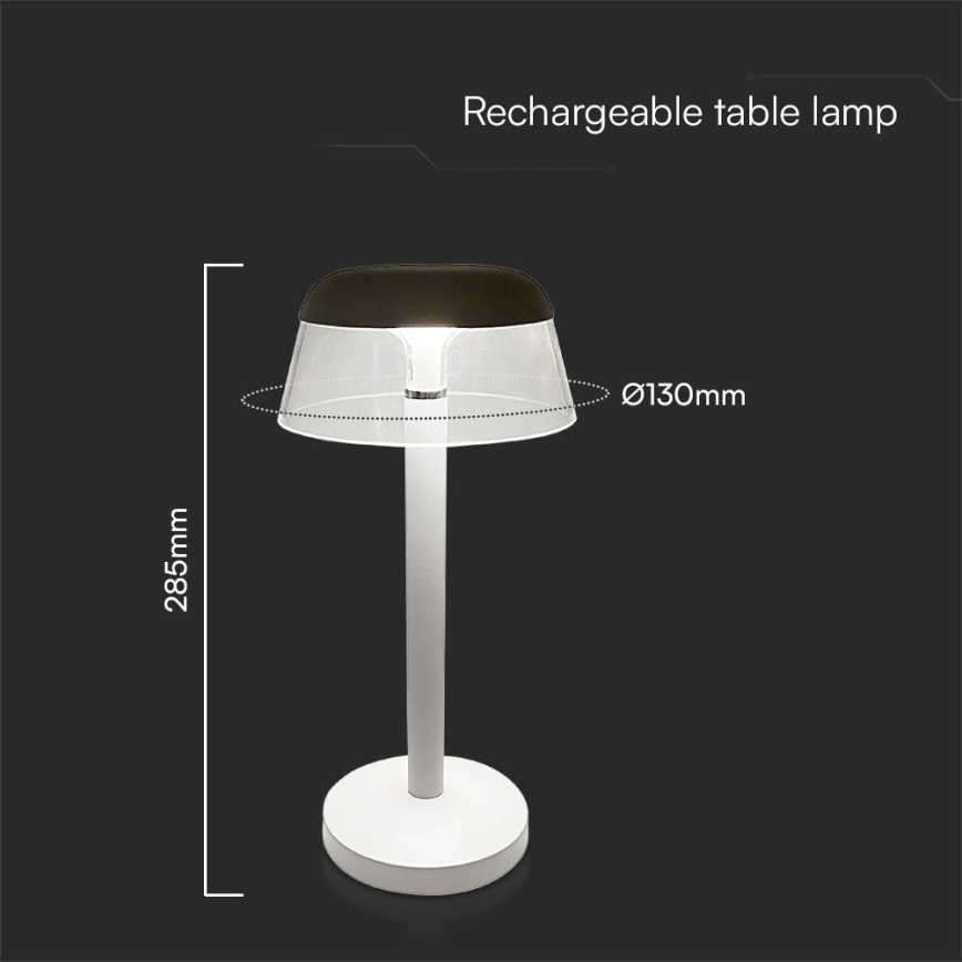 LED Genopladelig bordlampe m. touch-funktion dæmpbar LED/3W/5V 3000-6000K 1800 mAh hvid